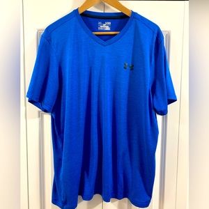Under Armour Dri Fit V-neck tee shirt. Men’s XL. Royal blue. Loose fit heat gear